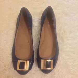 Navy flats gold buckle by Calvin Klein